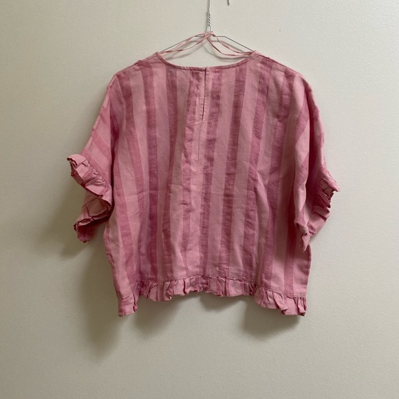 Zara Ruffled Linen Blouse S - Picture 7 of 7